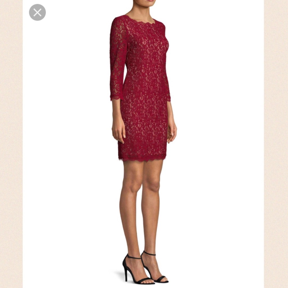 Adrienna Pappell lace overlay sheath dress
